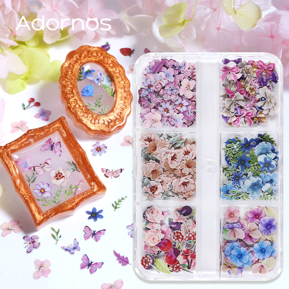 Jewelry Making Organizer Box - 180pcs/box Wood Pulp Flowers Chips Epoxy
