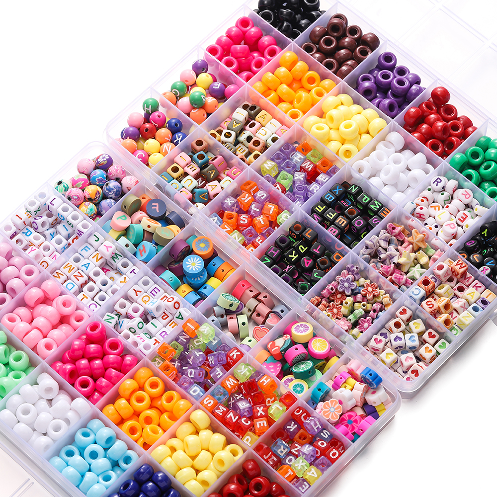 Jewelry Making Organizer Box - 680pcs/Box Colorful Acrylic Pony Bead Square