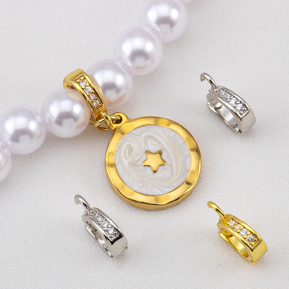 18K Gold Plated Zircon Bail Pe - Jewelry Making Charms reseña y precio
