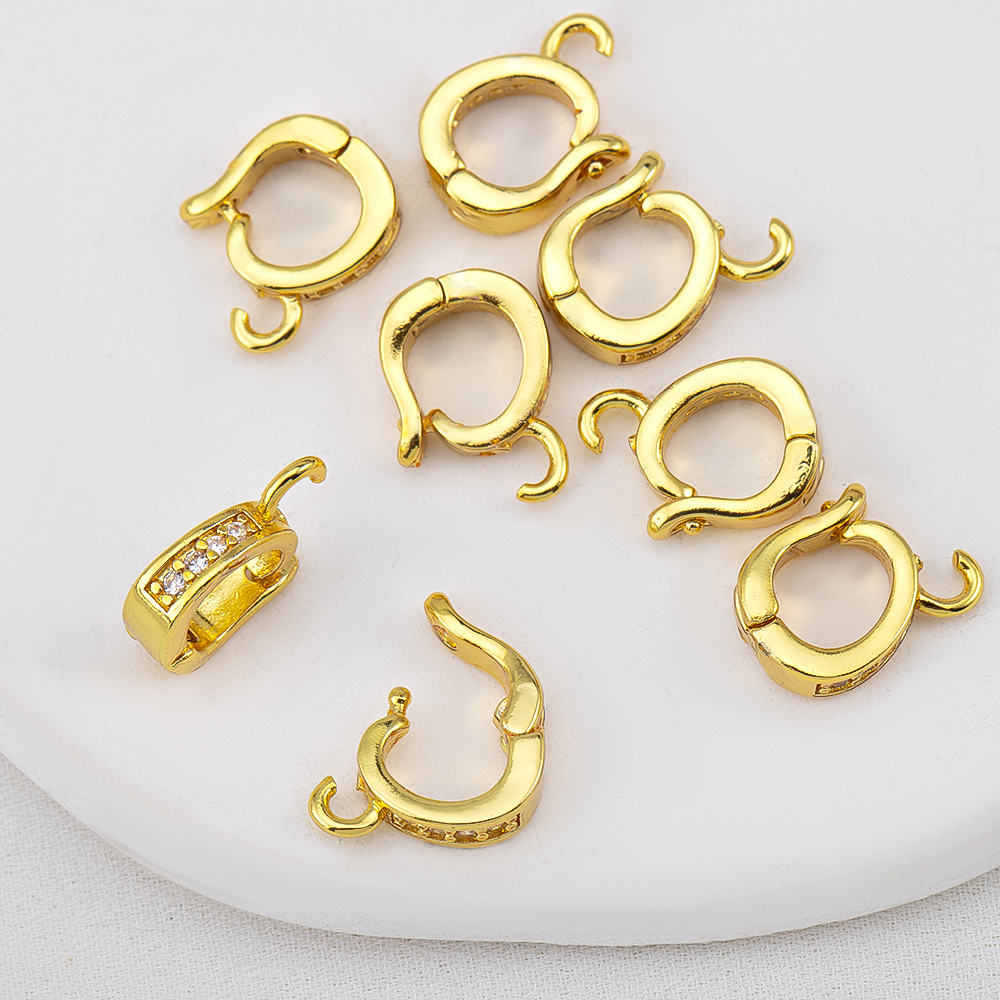 18K Gold Plated Zircon Bail Pe - Jewelry Making Charms reseña y precio