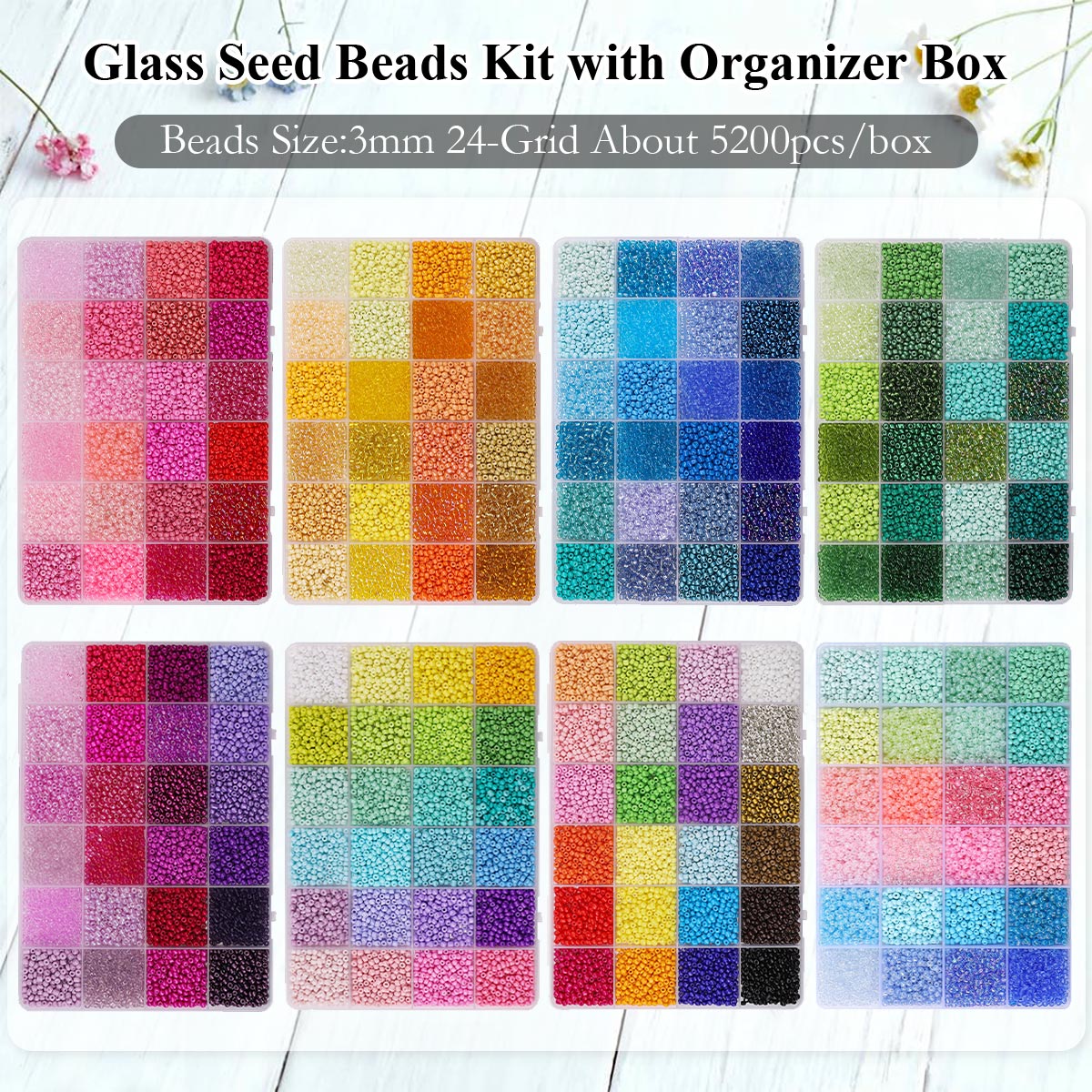 5200pcs 3mm Glass Seed Beads K - Jewelry Making Organizer Box reseña y precio