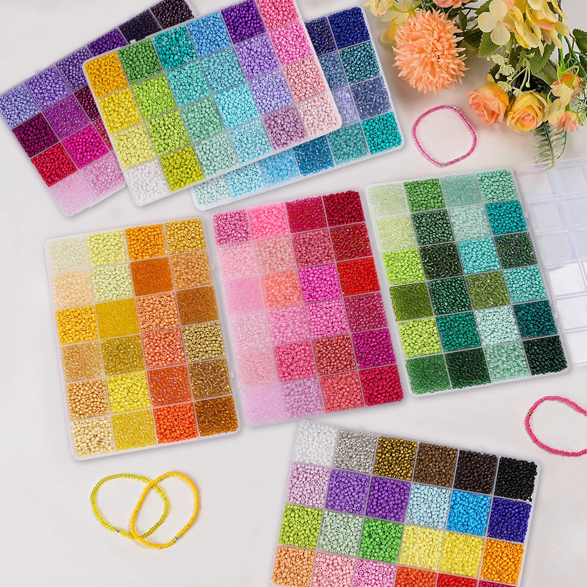5200pcs 3mm Glass Seed Beads K - Jewelry Making Organizer Box reseña y precio