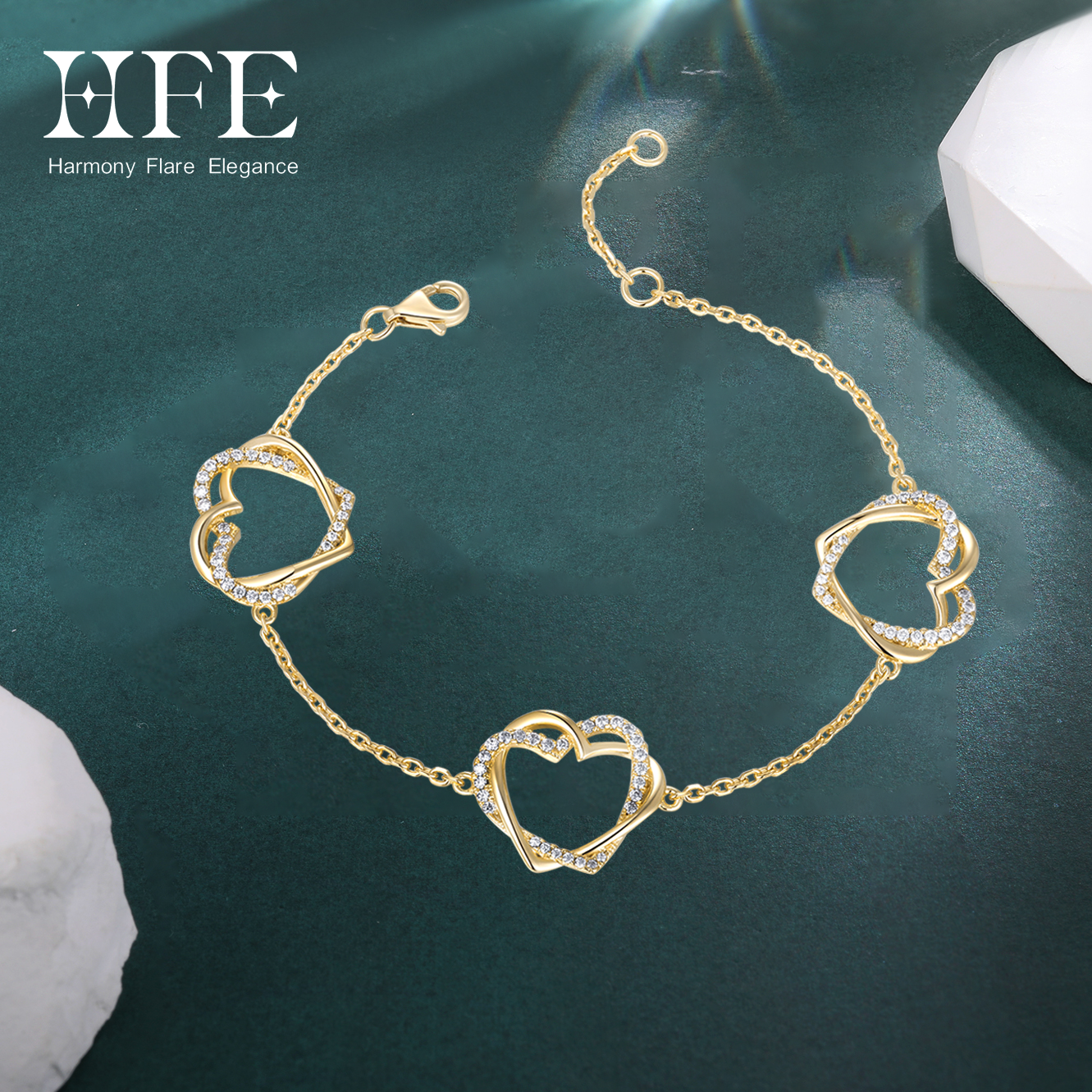 HFE Moissanite Double Hearts C - Lobster Clasp Silver reseña y precio