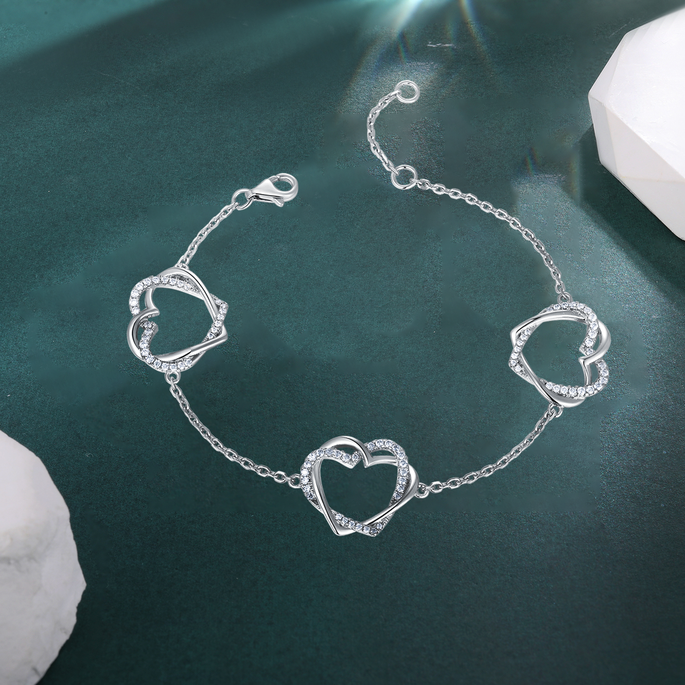 HFE Moissanite Double Hearts C - Lobster Clasp Silver reseña y precio