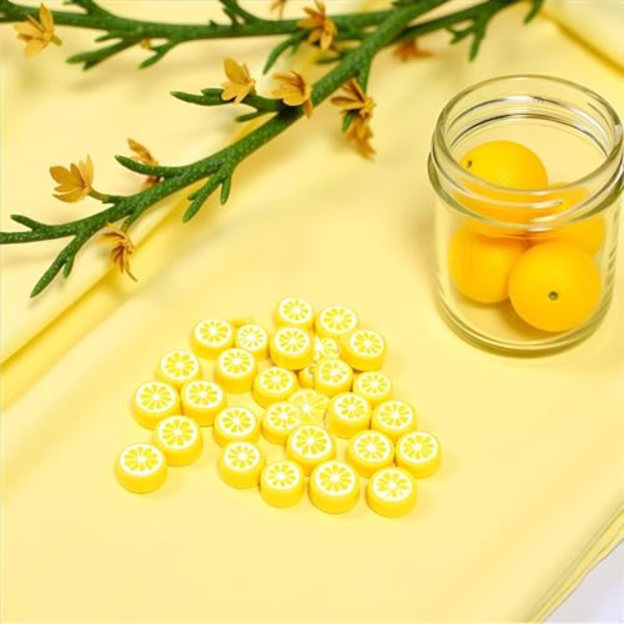 200Pcs Yellow Lemon Polymer Cl - Jewelry Making Charms reseña y precio