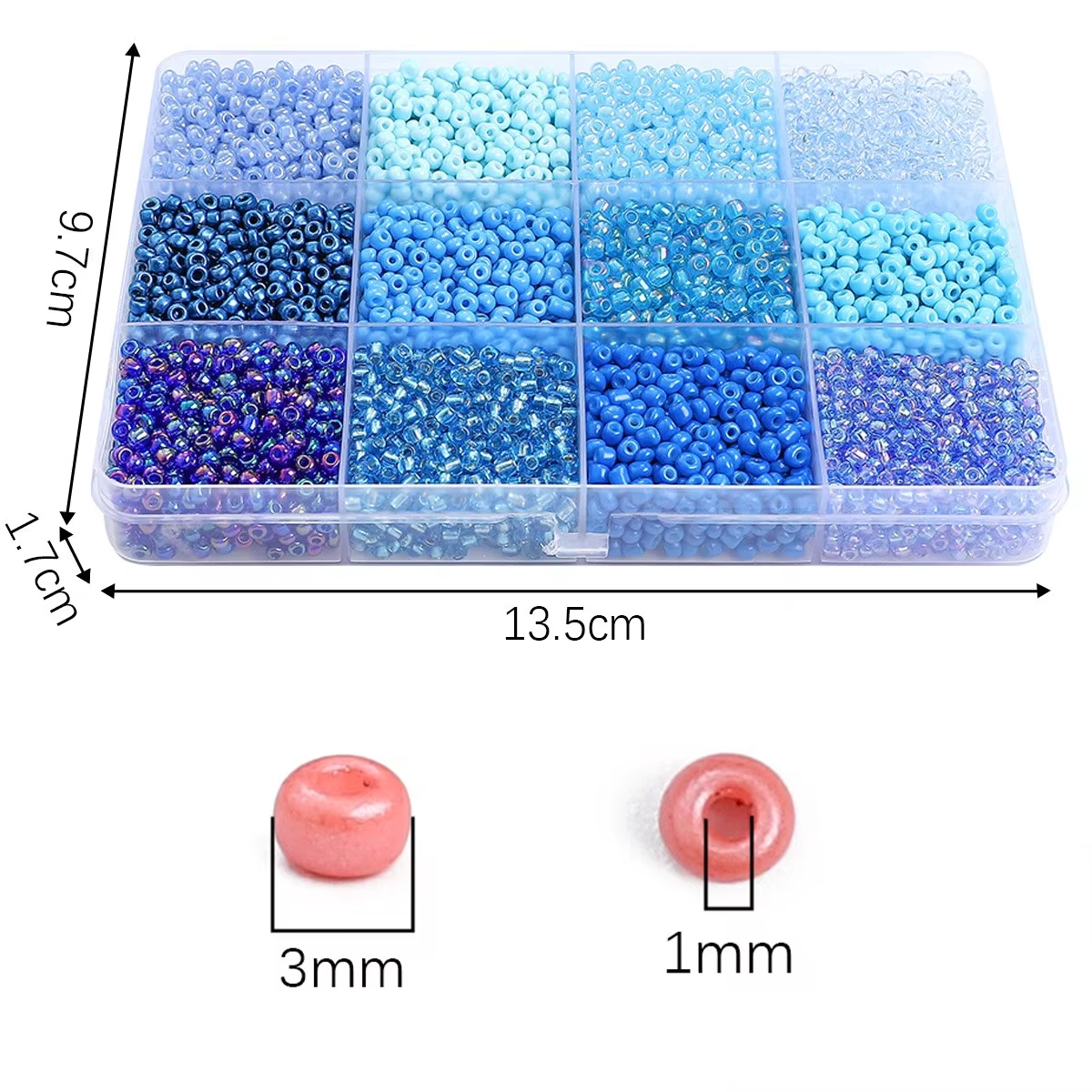 3600pcs 3mm Glass Seed Beads,  - Jewelry Making Organizer Box reseña y precio