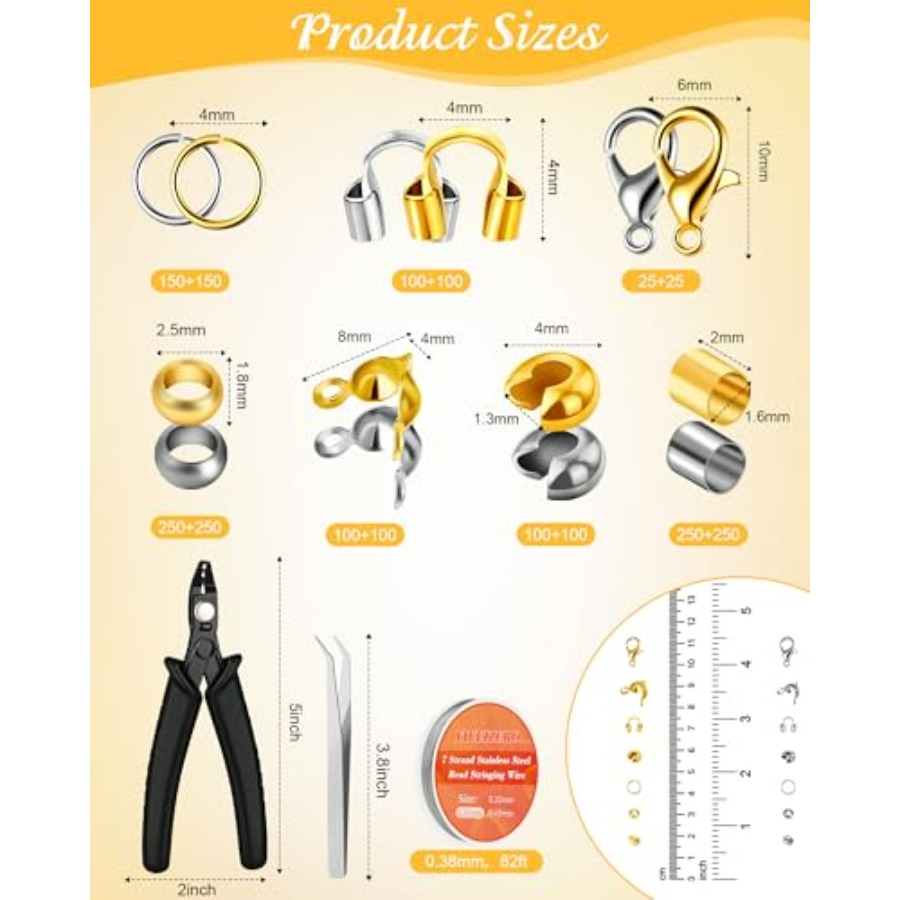 1950 Pcs Jewelry Making Cord E - Jewelry Making Organizer Box reseña y precio