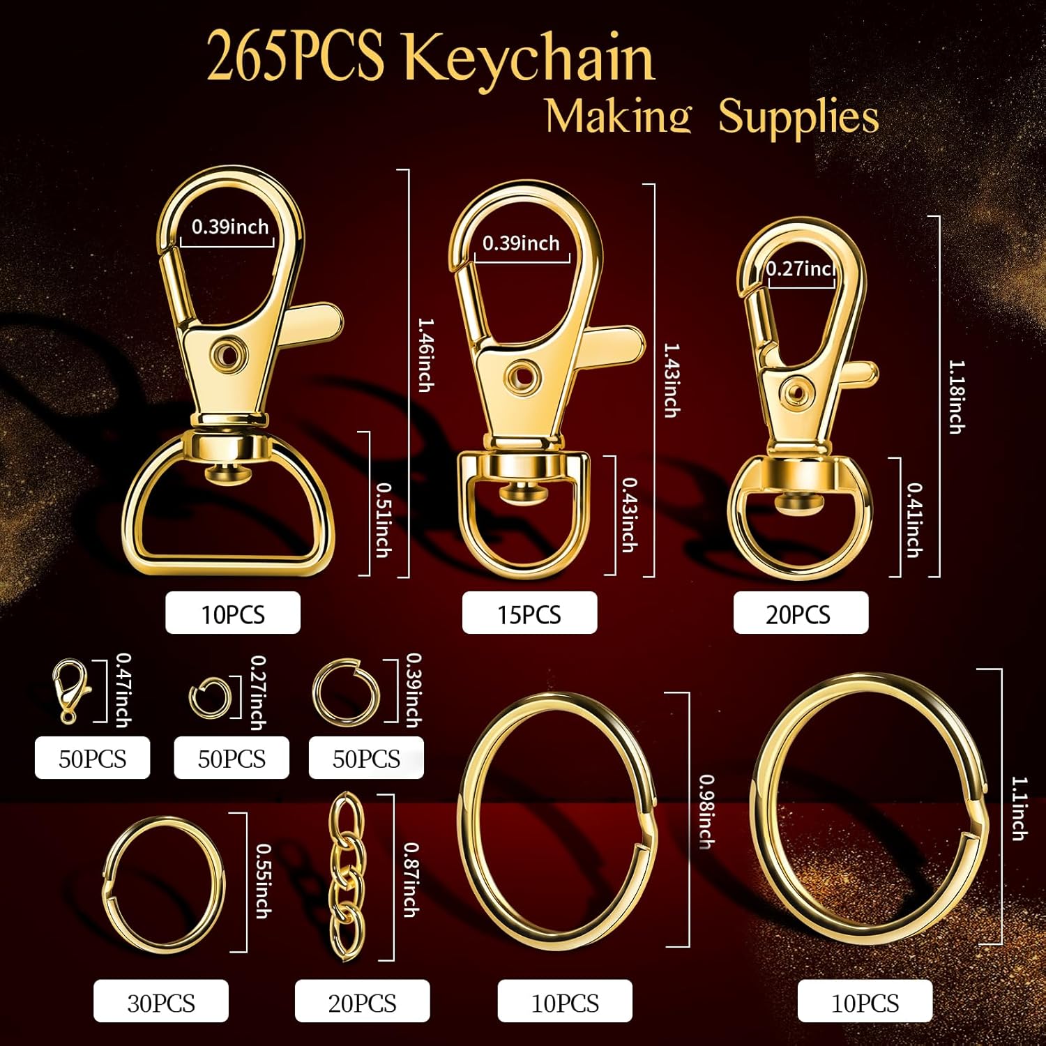 265PCS Metal Keychain Kit Lobs - Lobster Clasp Silver reseña y precio
