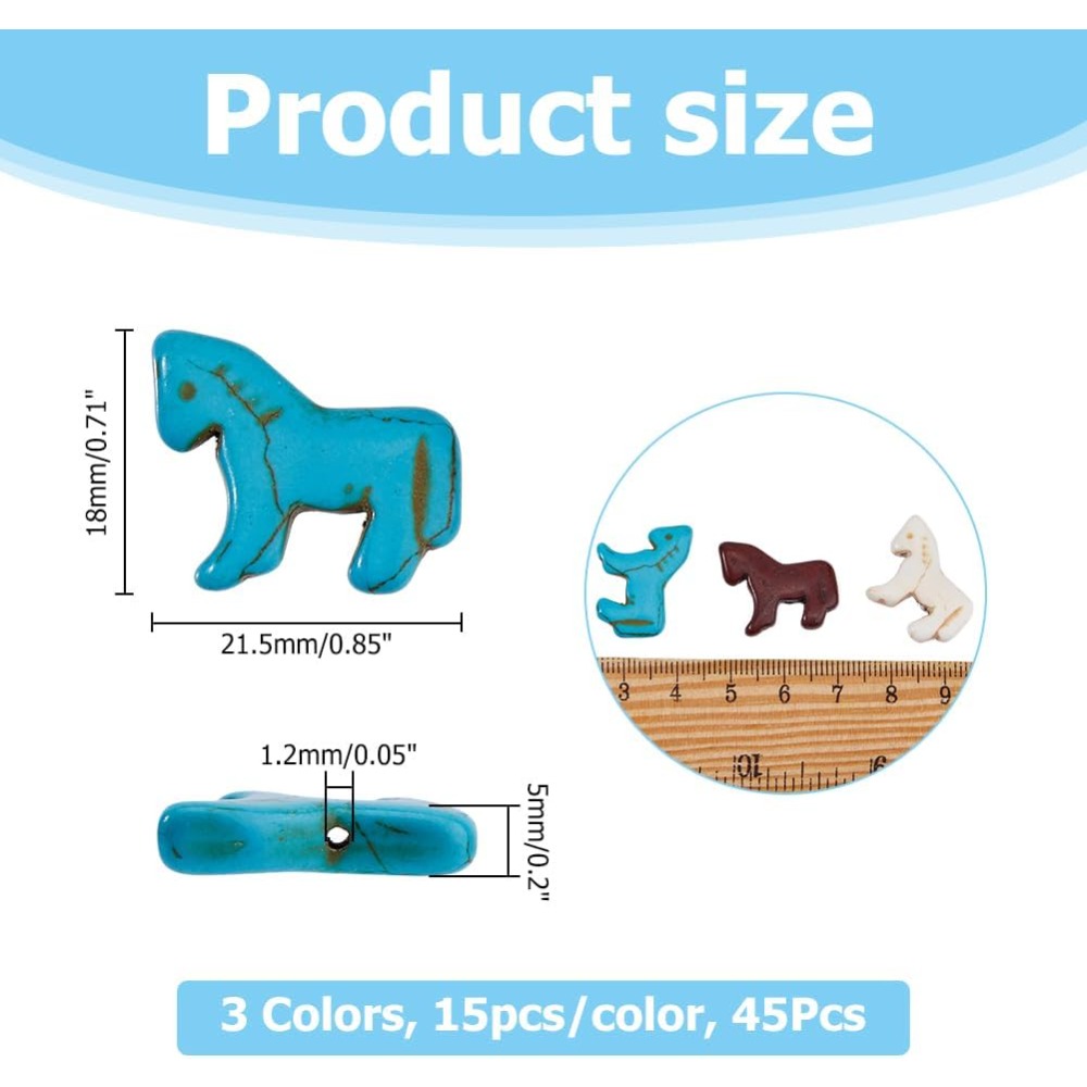 45pcs Synthetic Turquoise Bead - Jewelry Making Charms reseña y precio
