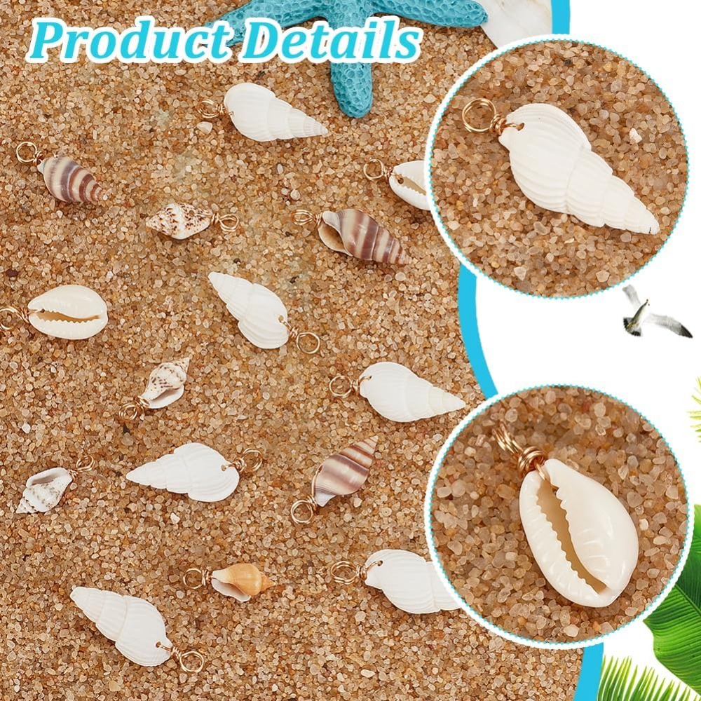 100pcs 4 Styles Natural Shell  - Jewelry Making Charms reseña y precio