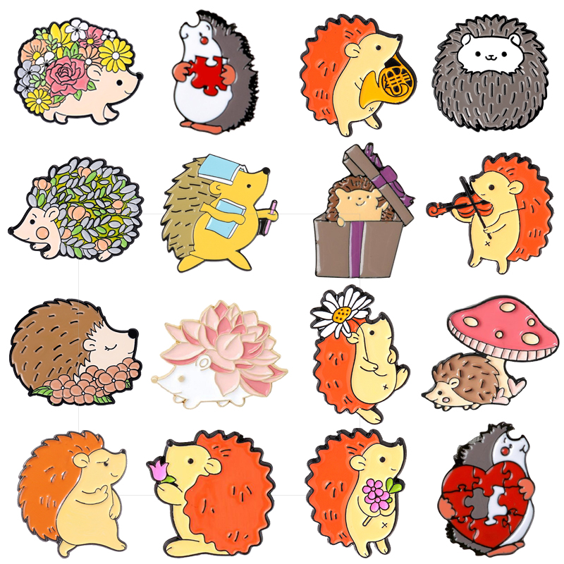 Cute Hedgehog Enamel Brooch Fl - Jewelry Making Journal reseña y precio