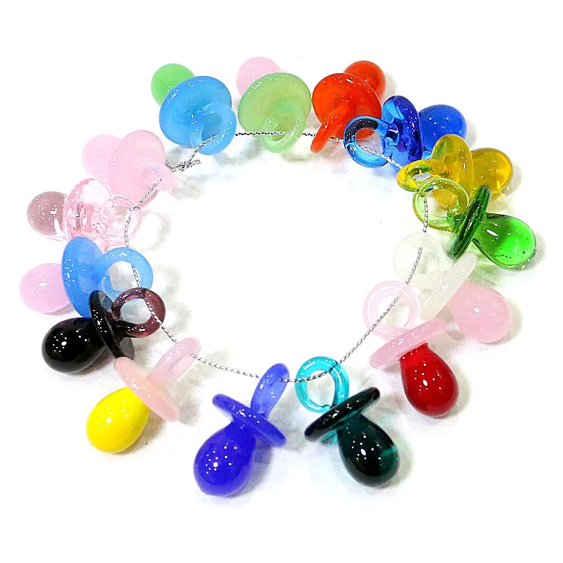 1PC Mini Glass Pacifier Charm  - Jewelry Making 3 Year Old reseña y precio