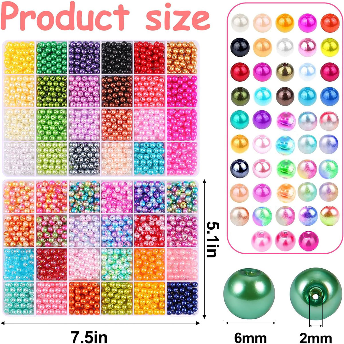 2400PCS 48 Compartments Pearl  - Jewelry Making Organizer Box reseña y precio