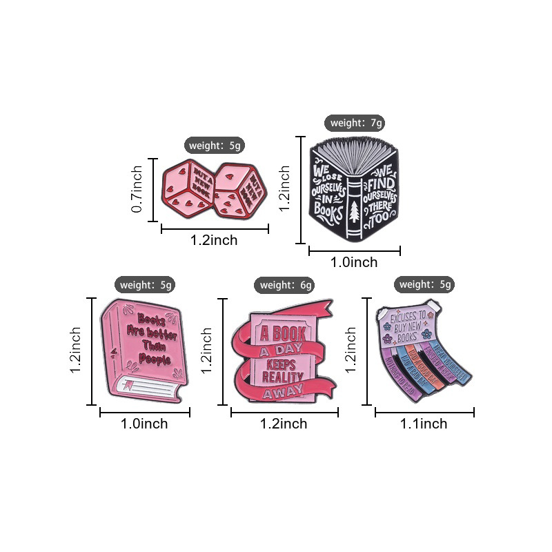 5Pcs Book Lover Enamel Pins Se - Jewelry Making Journal reseña y precio